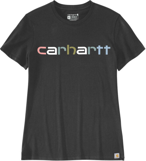 Carhartt Relaxed Fit Lightweight Multi Color Logo Graphic T-skjorte til damer XS Svart Carhartt Relaxed Fit Lightweight Multi Color Logo Graphic T-skjorte til damer XS Svart