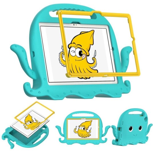 INCOVER Samsung Galaxy Tab A8 10.5" (2021) Barnedeksel m. Stativ - Octopus - Turkis INCOVER Samsung Galaxy Tab A8 10.5" (2021) Barnedeksel m. Stativ - Octopus - Turkis