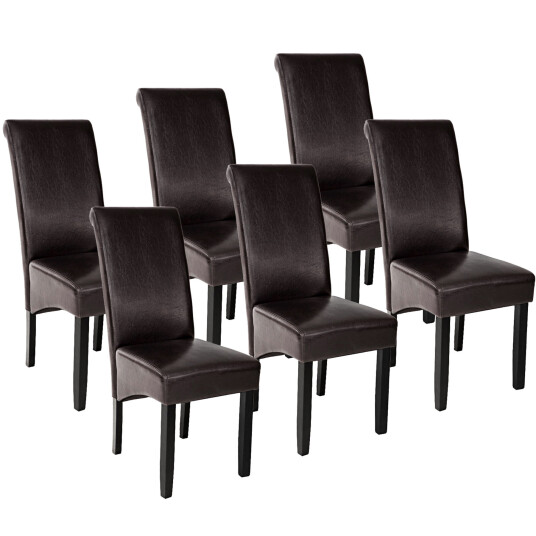 tectake 6 spisestuestoler ergonomisk - brun