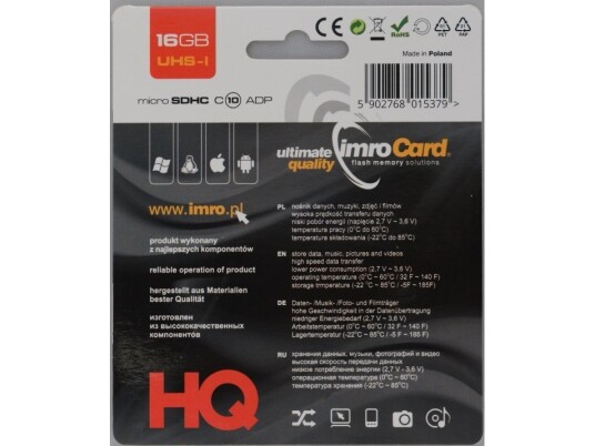 Imro 10/16G Uhs-I Adp, 16 Gb, Microsdhc, Klasse 10, Uhs-I, 82 Mb/S, 21 Mb/S Imro 10/16G Uhs-I Adp, 16 Gb, Microsdhc, Klasse 10, Uhs-I, 82 Mb/S, 21 Mb/S