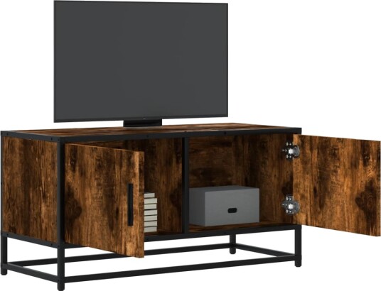  TV-benk røkt eik 80x34,5x40 cm konstruert tre og metall 8721102838859