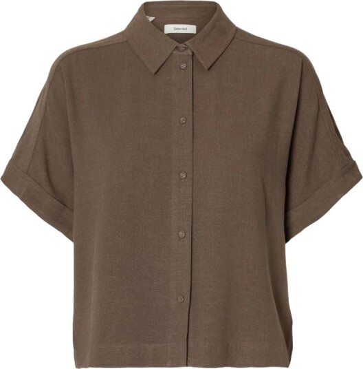 Selected Slfviva Ss Cropped Sun Shirt Noos Brown 36