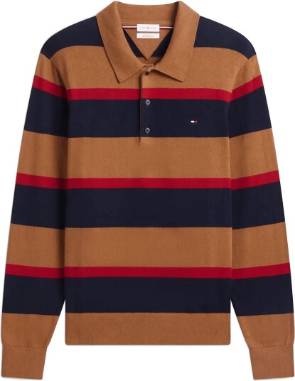 Tommy Hilfiger Pima Org Ctn Cashmere Ls Polo Brown XXL