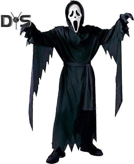 Halloween Spøkelseskostymesett til Barn med Maske, Hansker, Belte og Kappe