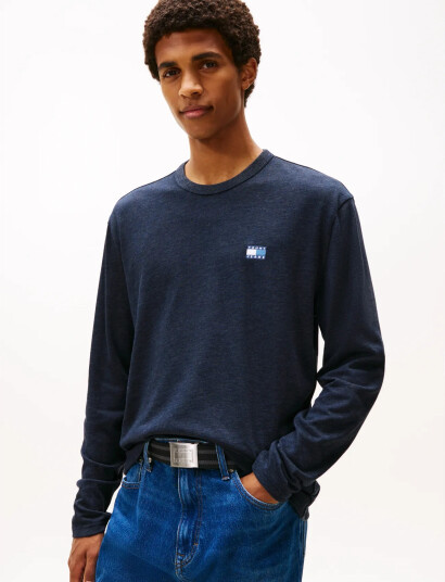 Tommy Jeans Tjm Reg Badge Tee Ls Ext - Navy - L