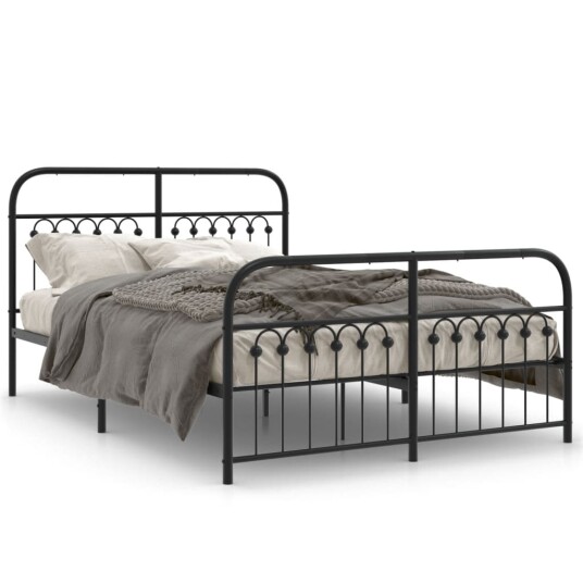  Sengeramme i metall med hode- og fotgavl svart 137x190 cm 8721102645068