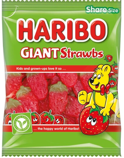Haribo Giant Strawbs   Jordbær Vingummi 140 gram