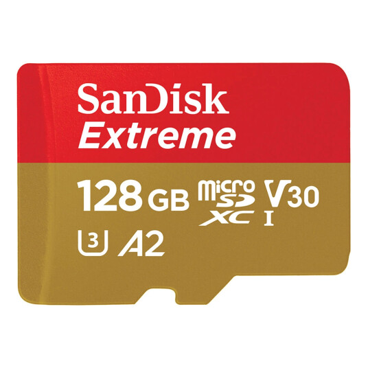 SanDisk Extreme MicroSD/SD-card - 190/90MB - ActionCam - 128GB SanDisk Extreme MicroSD/SD-card - 190/90MB - ActionCam - 128GB