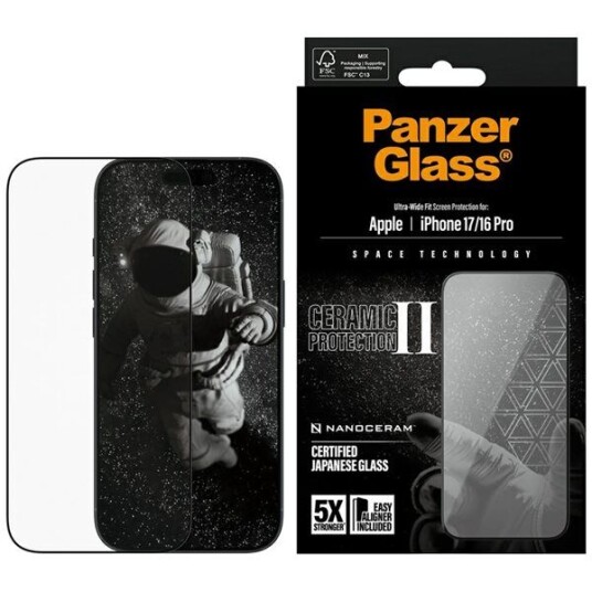 Panzerglass Ceramic II Skjermbeskytter for iPhone 16/17 Pro med EasyAligner