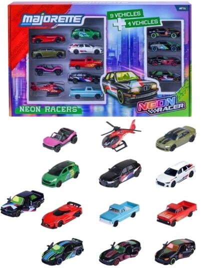 Majorette Neon Racers 13-Pack Metallbiler