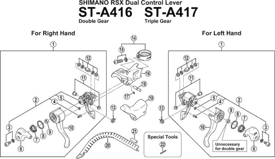 Shimano RSX skiftegrepsenhet venstre til ST-A417