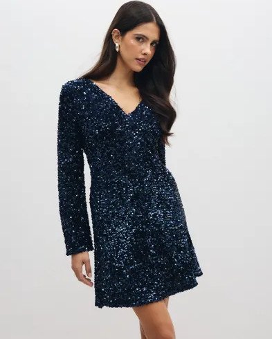Pieces   Blå   Pckammy Ls V Neck New Dress Jrs Bc