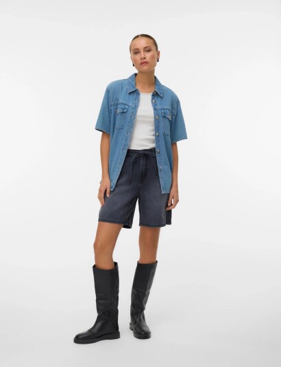 Vero Moda Vmsigga Ss Clr Denim Shirt   Blue   S