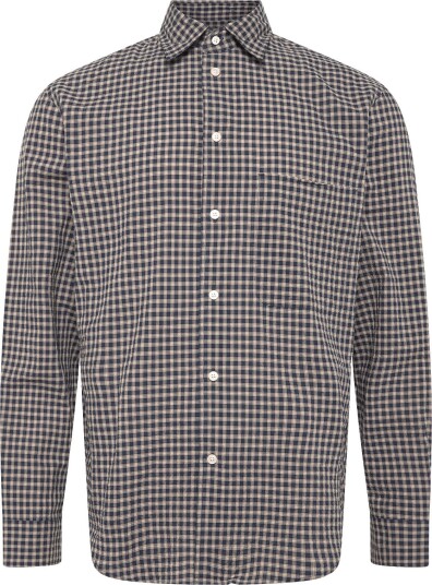 Mango Seersucker Check Textured Shirt NAVY M