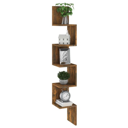 vidaXL Veggmontert hj?rnehylle r?kt eik 20x20x127,5 cm konstruert tre vidaXL Veggmontert hj?rnehylle r?kt eik 20x20x127,5 cm konstruert tre