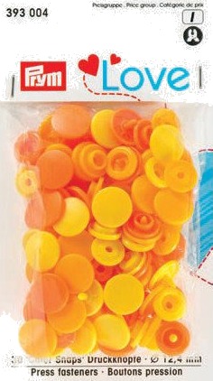 Prym Color Snaps Trykknapper Plast runde 12,4mm Ass. Gul 30 stk.