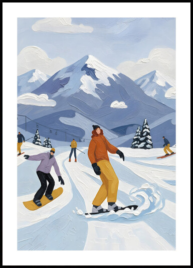 Skiing with friends Plakat Plakat / 50x70cm Skiing with friends Plakat Plakat / 50x70cm