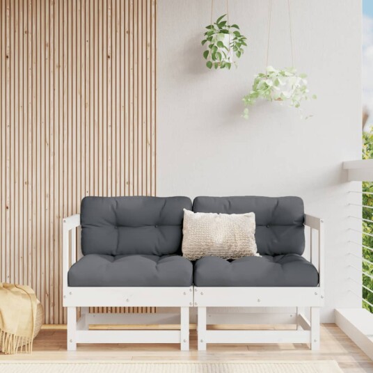 Utendørs hjørnesofaer 2 stk hvit heltre furu 825395