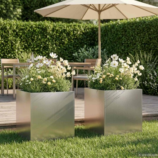 vidaXL Hageblomsterpotte 2 stk. Sølv 45 x 45 x 45 cm Rustfritt stål