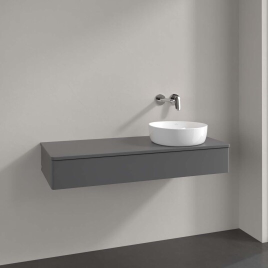 Villeroy & Boch Antao Servantskap med 1 skuff 120x50x19 cm m/lys Antrasitt Matt Villeroy & Boch Antao Servantskap med 1 skuff 120x50x19 cm m/lys Antrasitt Matt