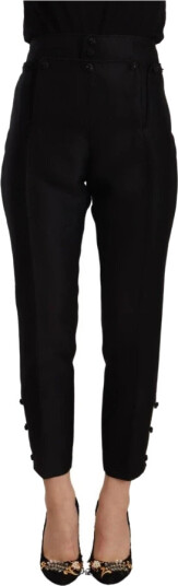 Dsquared2 Black Wool High Waist Skinny Women Pants Svart XS Dsquared2 Black Wool High Waist Skinny Women Pants Svart XS