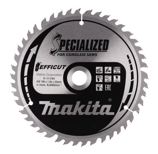 Makita E-11184 Sirkelsagblad 190 mm 45T Efficut for Tre Makita E-11184 Sirkelsagblad 190 mm 45T Efficut for Tre