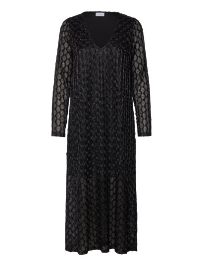 Vila Vizalma V-Neck L/S Midi Dress/R - Black - 34