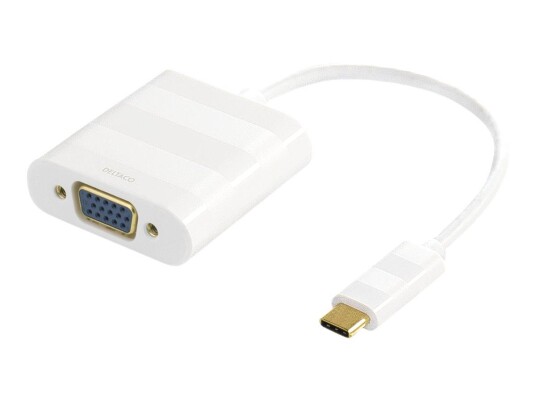 Deltaco USB-C til VGA Ekstern Videoadapter - 1080p - Hvit