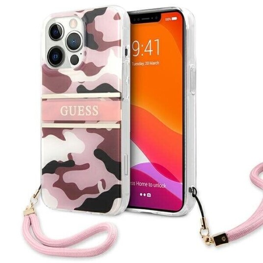 Guess Mobildeksel Camo Strap for iPhone 13 Pro 6,1" Rosa