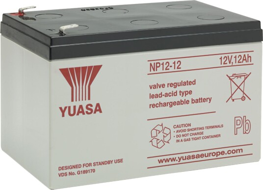 Yuasa NP12-12 Blybatteri Ventilregulert, 12 v 12 ah