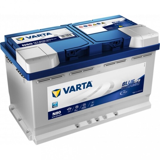 VARTA Blue Dynamic EFB Batteri 12V 80AH 730CCA (315x175x190/190mm) +høyre N80.