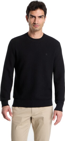 Calvin Klein Ls Textured Cotton Crewnk Sweate Black M Calvin Klein Ls Textured Cotton Crewnk Sweate Black M