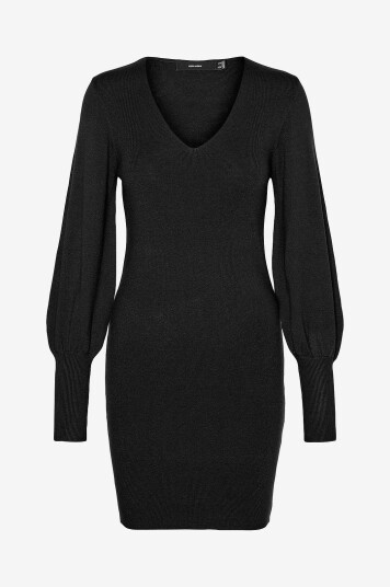 Vero Moda   Kjole vmHollykarispuff LS V neck Dress GA   Svart