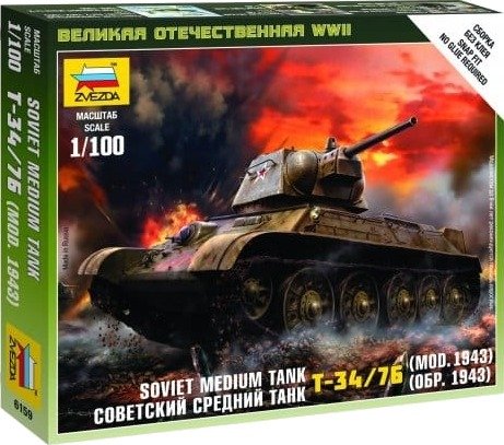 Zvezda 1/100 Soviet Medium Tank T-34/76 (Mod.1943)