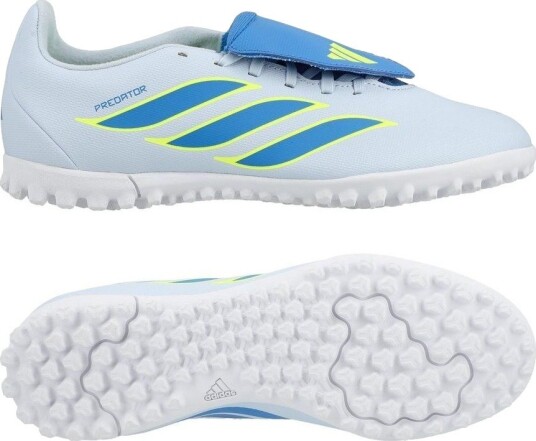 adidas Predator Club Fold over Tongue Tf Ice Cold Precision   Crystal Sky/ray Blue/gul Barn   Turf (Tf) størrelse 37⅓