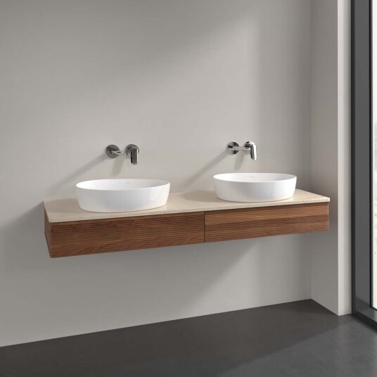 Villeroy & Boch Antao Servantskap med 2 skuffer 160x50x19 cm m/lys Valnøtt/Crème Villeroy & Boch Antao Servantskap med 2 skuffer 160x50x19 cm m/lys Valnøtt/Crème