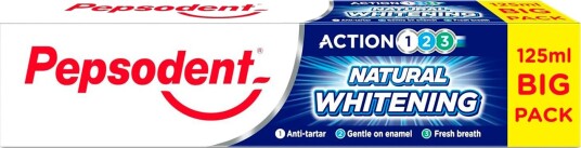 PEPSODENT WHitening Tannkrem Natural Action 1-2-3 - 125 ml.