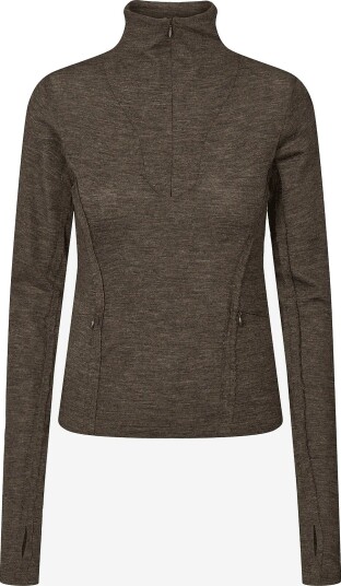 Rethinkit Studios Merino Wool Half Zip Haze DARK BROWN MELANGE XL