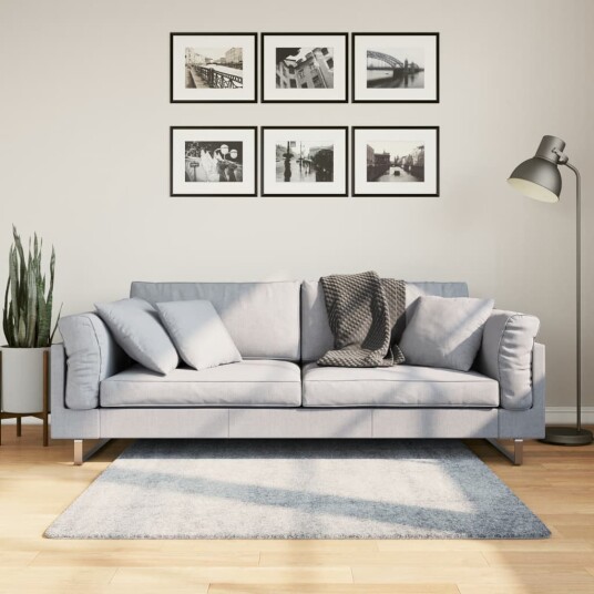 vidaXL Flossteppe med lang luv moderne blå 120x120 cm vidaXL Flossteppe med lang luv moderne blå 120x120 cm