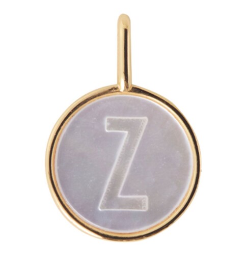 Design Letters Pearl Charm Gold A-Z - Gold - ONE SIZE