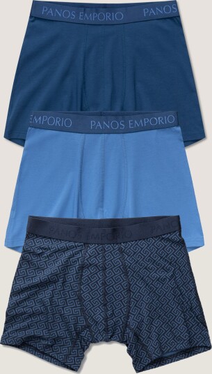 Panos Emporio Pe 3pk Base Bamboo Boxer Poseidon/high Tide/blue Meander Medium