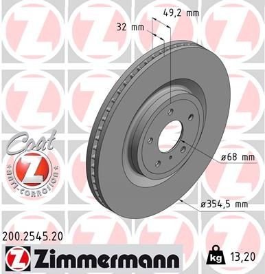 Bremseskive ZIMMERMANN 200.2545.20 Bremseskive ZIMMERMANN 200.2545.20