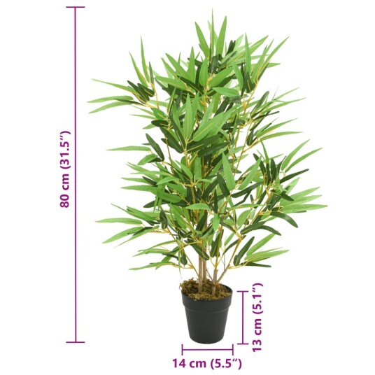  Kunstig bambustre 368 blader 80 cm grønn