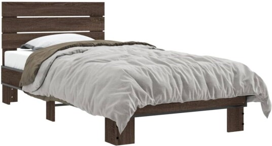 Sengeramme brun eik 90x190 cm konstruert tre og metall 8721102447341