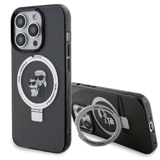 Karl Lagerfeld iPhone 13 Pro Mobildeksel med Ringstativ og MagSafe Svart Karl Lagerfeld iPhone 13 Pro Mobildeksel med Ringstativ og MagSafe Svart