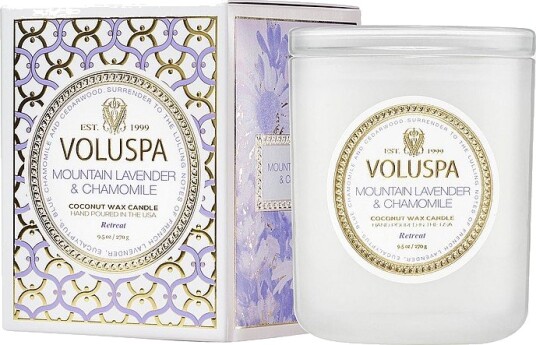Voluspa Mountain Lavender & Chamomile Classic Boxed Candle 60H Hvit