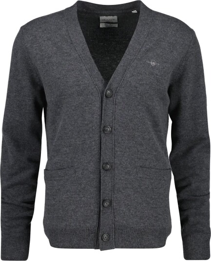 Gant Superfine Lambswool V Cardigan   CHARCOAL MELANGE   XL
