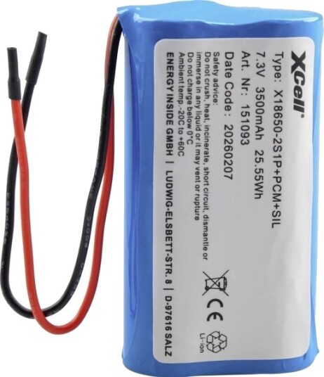 Xcell Spesialbatteri Celler: 2 Batteristørrelse: 18650 Litium 7,4 V 3500 151093 Xcell Spesialbatteri Celler: 2 Batteristørrelse: 18650 Litium 7,4 V 3500 151093