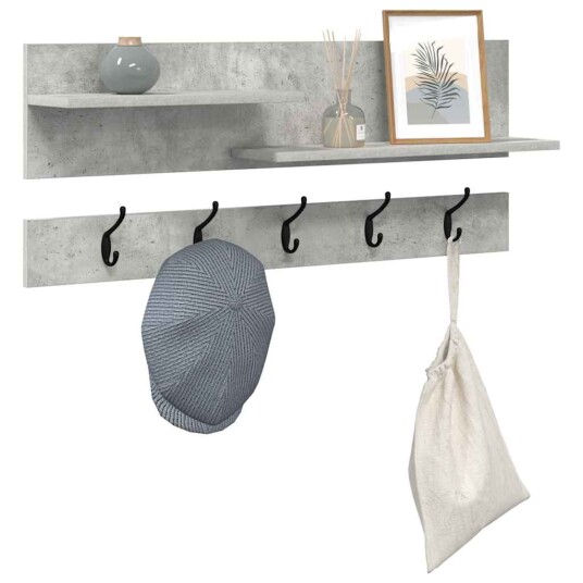  Vegghengt kleshenger Betonggrå 90 x 15 x 36 cm Konstruert tre