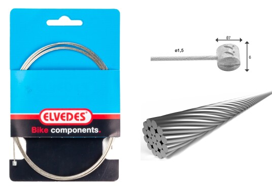 Elvedes bremsevaier 1×19 ø1,5/5000mm ø7×6mm